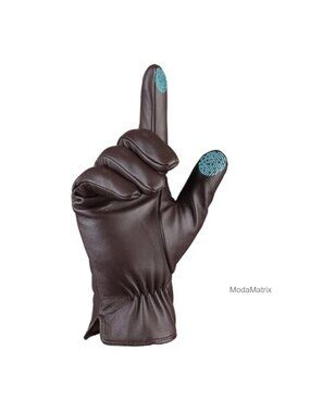 Men's Sheepskin Leather Gloves Cashmere Lined Touch Screen Winter Gloves